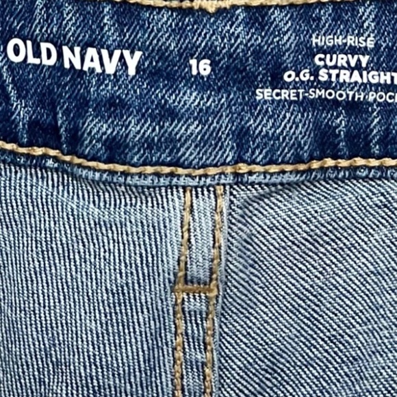 NWT Old Navy Curvy High Waisted OG Straight Leg Ripped Jeans - Picture 7 of 9